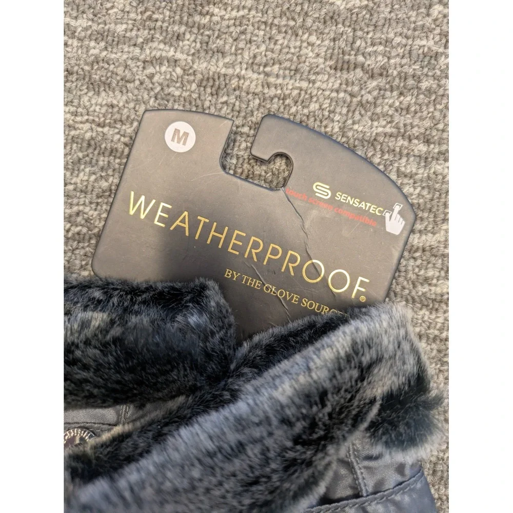 Weatherproof Womens Sensatec Touch Screen Gloves‎ Gray Faux Fur Trim Size M NEW